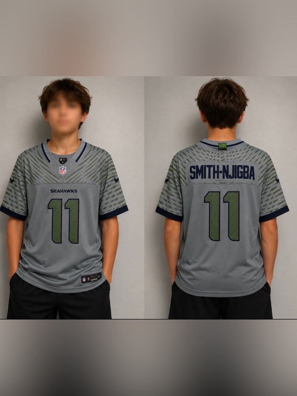 Jaxson Smith-Njigba #11 Seattle Seahawks Gray and Green Youth medium 10/12